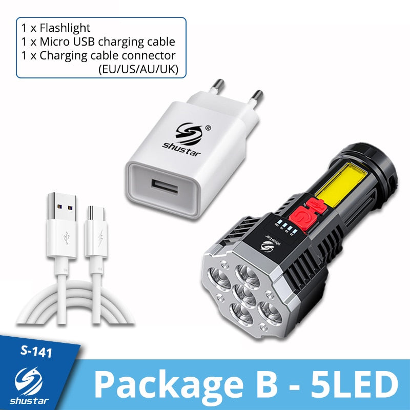 Lanterna Led de alta potêcia recarregável.