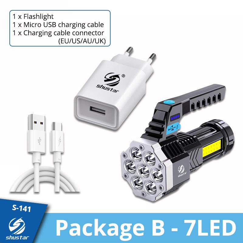 Lanterna Led de alta potêcia recarregável.